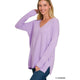 Women's - GARMENT DYED FRONT SEAM SWEATER - H LAVENDER - Cultured Cloths Apparel