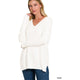 Women's - GARMENT DYED FRONT SEAM SWEATER - IVORY - Cultured Cloths Apparel