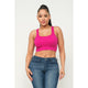Athleisure - Ribbed Scoop Neck Crop Top - Fuchsia - Cultured Cloths Apparel