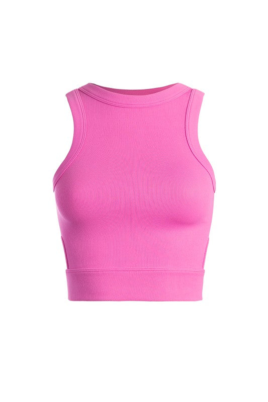 Athleisure - Cutout Side Banded Crop Tank - One Size - Cultured Cloths Apparel