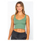 Athleisure - Stretchy Ribbed Seamless Cropped Tank - Green Tea - Cultured Cloths Apparel