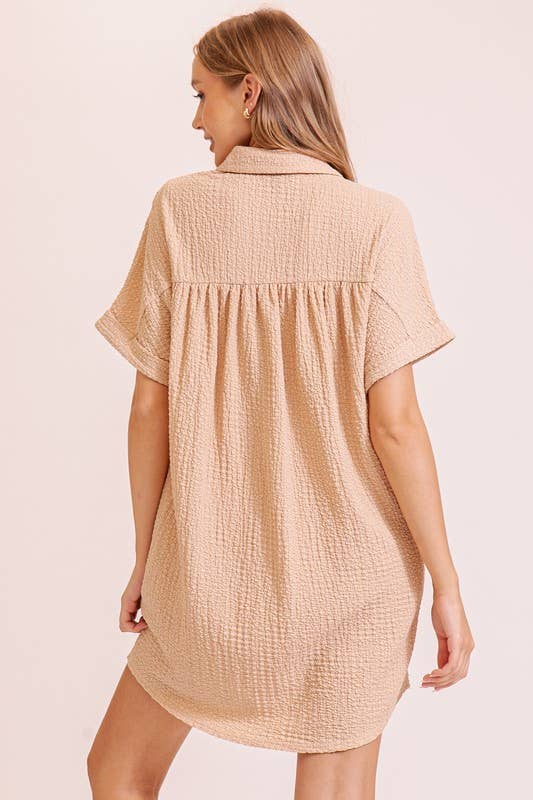 Dresses - Boho Gal Textured T Shirt Dress - - Cultured Cloths Apparel