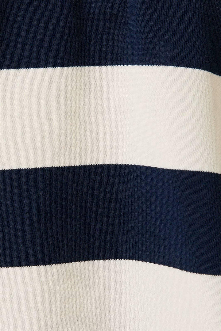 Women's Long Sleeve - RUGBY POLO TOP IN STRIPE WITH FRONT BUTTONS - - Cultured Cloths Apparel