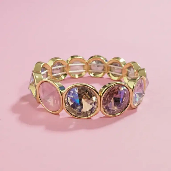 Accessories, Bracelets - Enamel Stretch Bracelet - Rounded Gems - Elise - Asst Colors - - Cultured Cloths Apparel