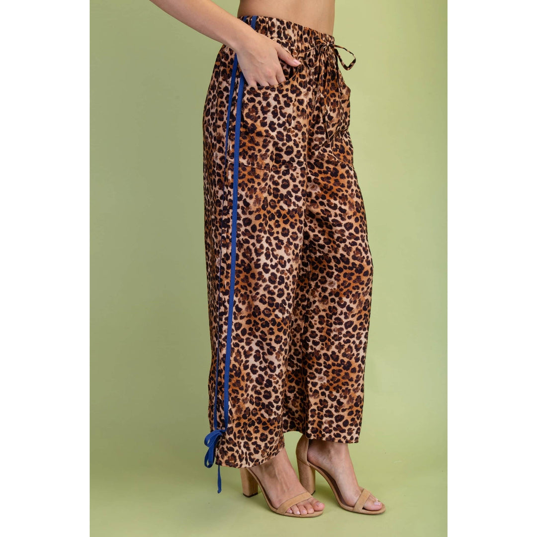 Pants - Blue Leopard Print Pants - - Cultured Cloths Apparel