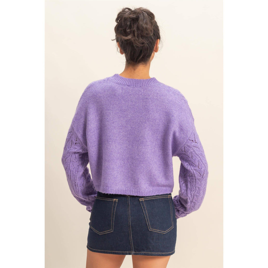 Women's Sweaters - Cropped Cable Knit Sweater - - Cultured Cloths Apparel