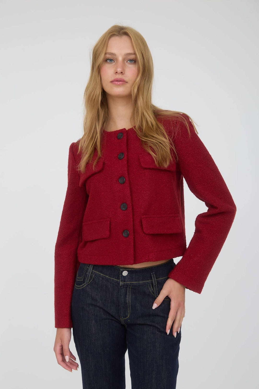 Outerwear - BUTTON DOWN SOLID TWEED JACKET - - Cultured Cloths Apparel