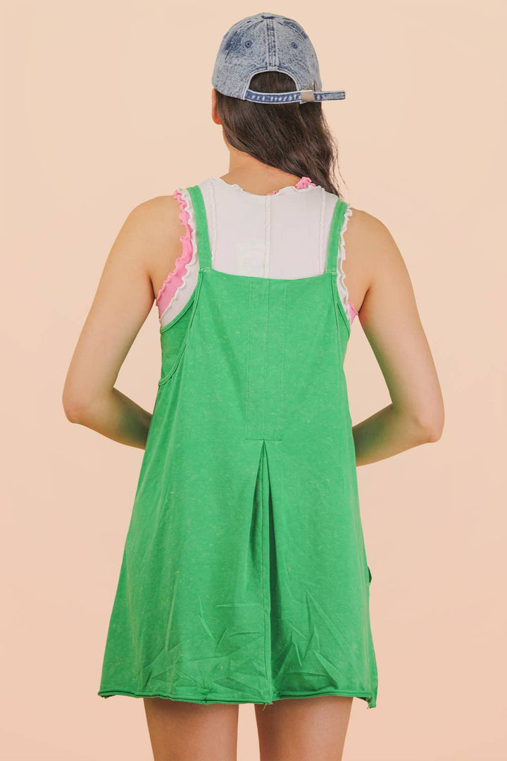 Dresses - Mineral Washed Knit Mini Dress with Shorts Inside - - Cultured Cloths Apparel