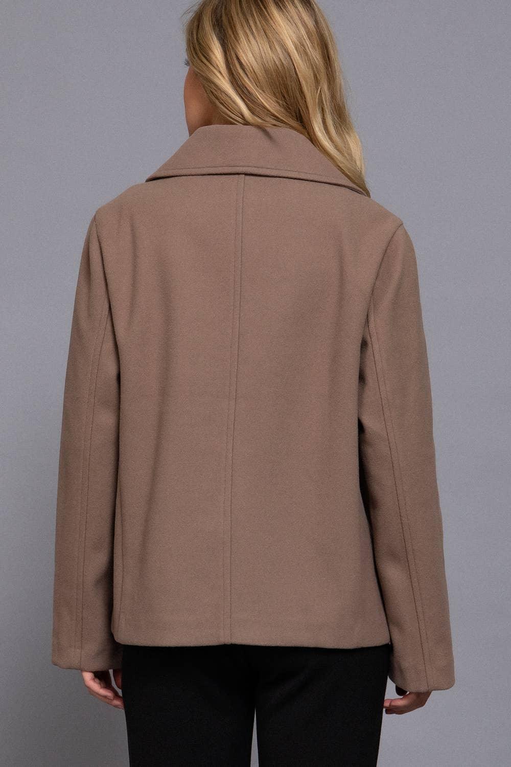 Outerwear - Long Sleeve Soft Felt Short Peacoat - LARGE - Cultured Cloths Apparel