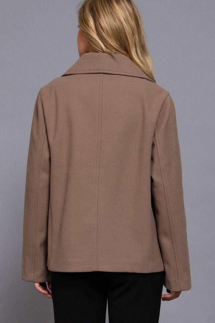 Outerwear - Long Sleeve Soft Felt Short Peacoat - LARGE - Cultured Cloths Apparel