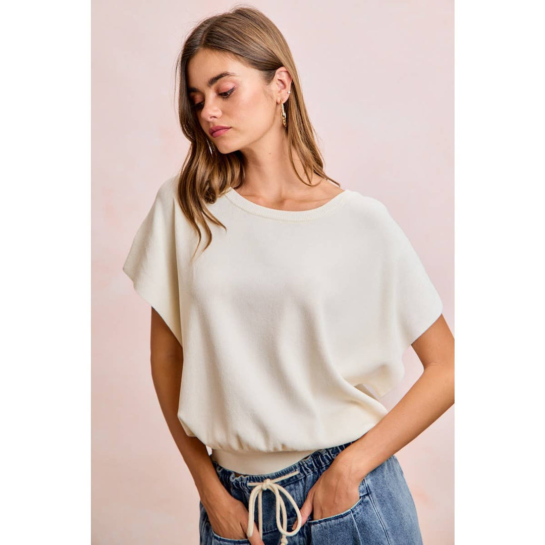 Women's Short Sleeve - SHORT DOLMAN SLEEVES LIGHTWEIGHT SOFT KNIT TOP - - Cultured Cloths Apparel