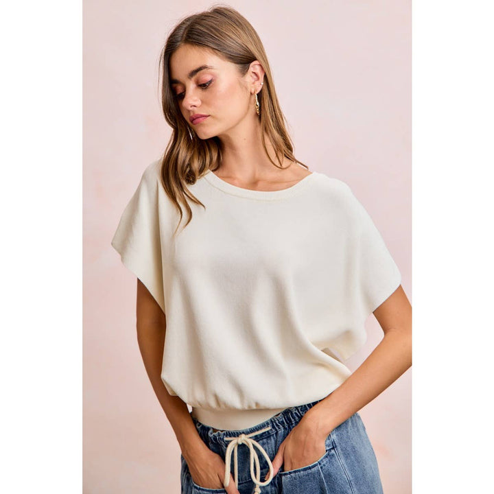 Women's Short Sleeve - SHORT DOLMAN SLEEVES LIGHTWEIGHT SOFT KNIT TOP - - Cultured Cloths Apparel