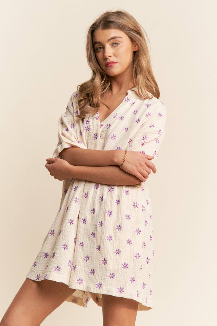 Women's Rompers - Flower Fields Gauze Romper - - Cultured Cloths Apparel