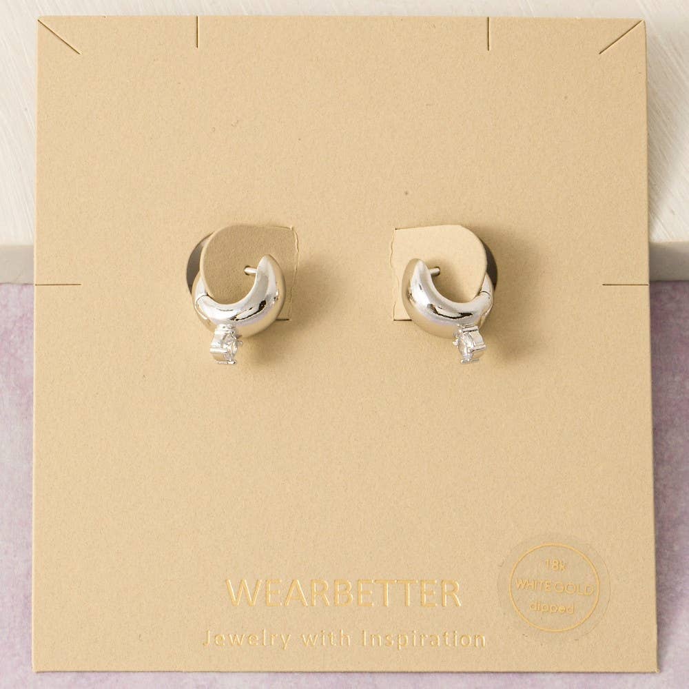 Accessories, Earrings - Gold Dipped Cz Mini Hinge Hoop Earrings - - Cultured Cloths Apparel