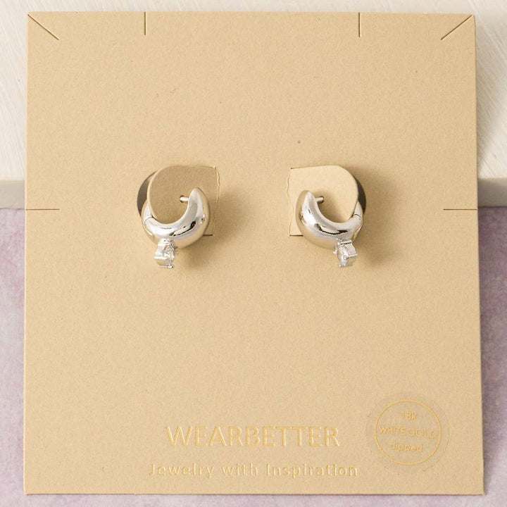 Accessories, Earrings - Gold Dipped Cz Mini Hinge Hoop Earrings - - Cultured Cloths Apparel