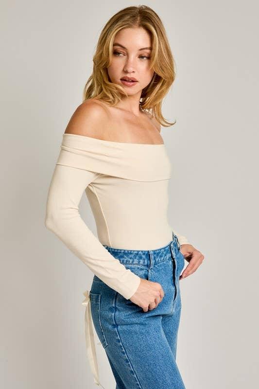 Women's Long Sleeve - Off Shoulder Bodysuit - - Cultured Cloths Apparel