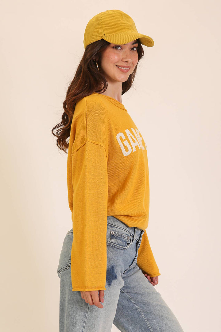 Game Day" Graphic Knit Sweater
