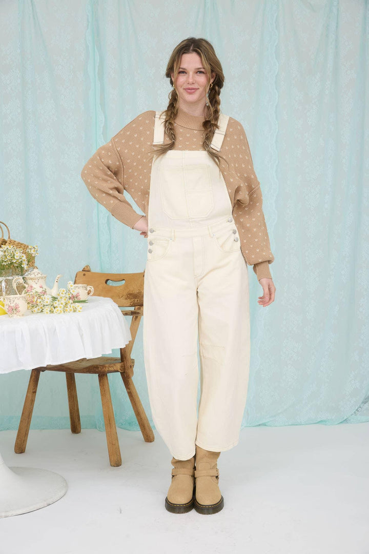 HEART PATTERN DROP SHOULDER KNIT PULLOVER SWEATER