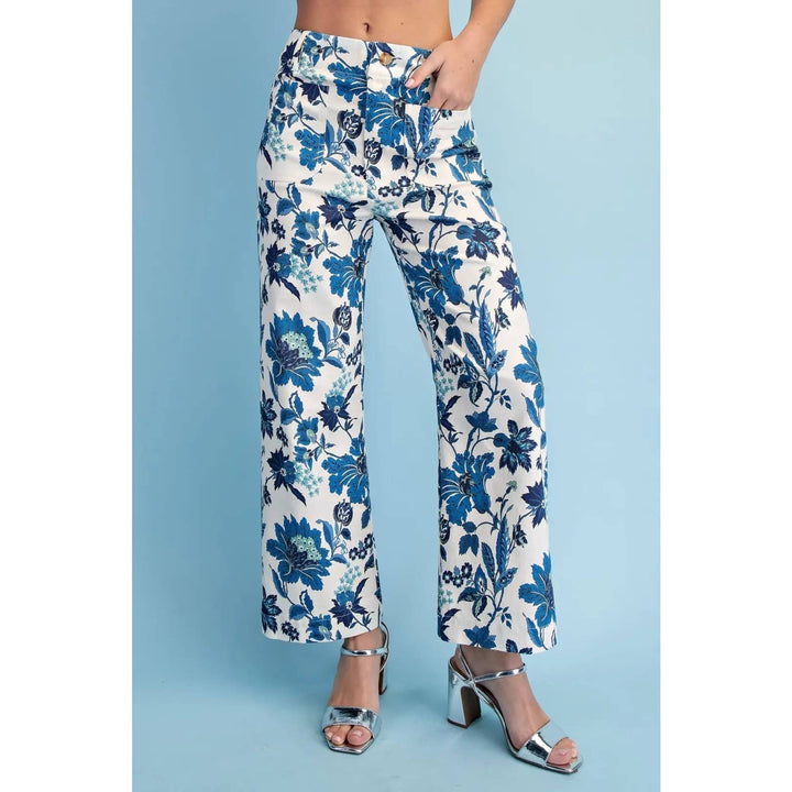 Pants - Floral Ankle Cropped Pants - - Cultured Cloths Apparel