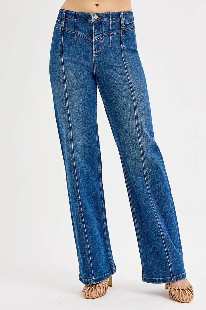 Denim - RISEN Seam Detail Wide Leg Jeans - - Cultured Cloths Apparel