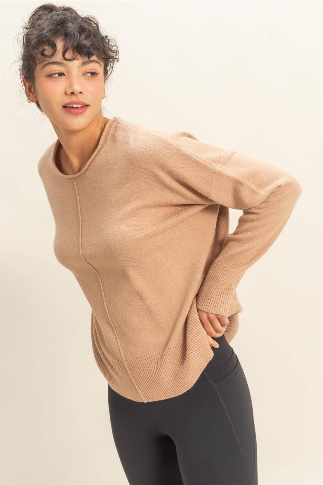 Women's Sweaters - Round Roll Neck Drop Shoulder Sweater - - Cultured Cloths Apparel