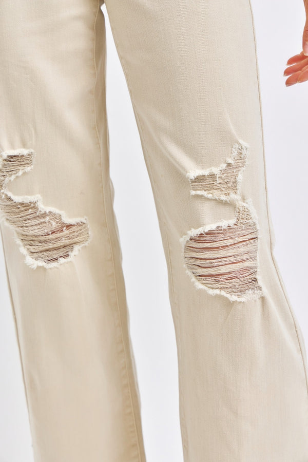 Denim - Judy Blue Full Size High Waist Distressed Wide Leg Jeans -  - Cultured Cloths Apparel