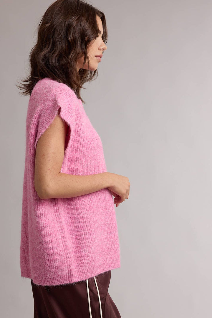 FUZZY BUTTON FRONT SWEATER VEST