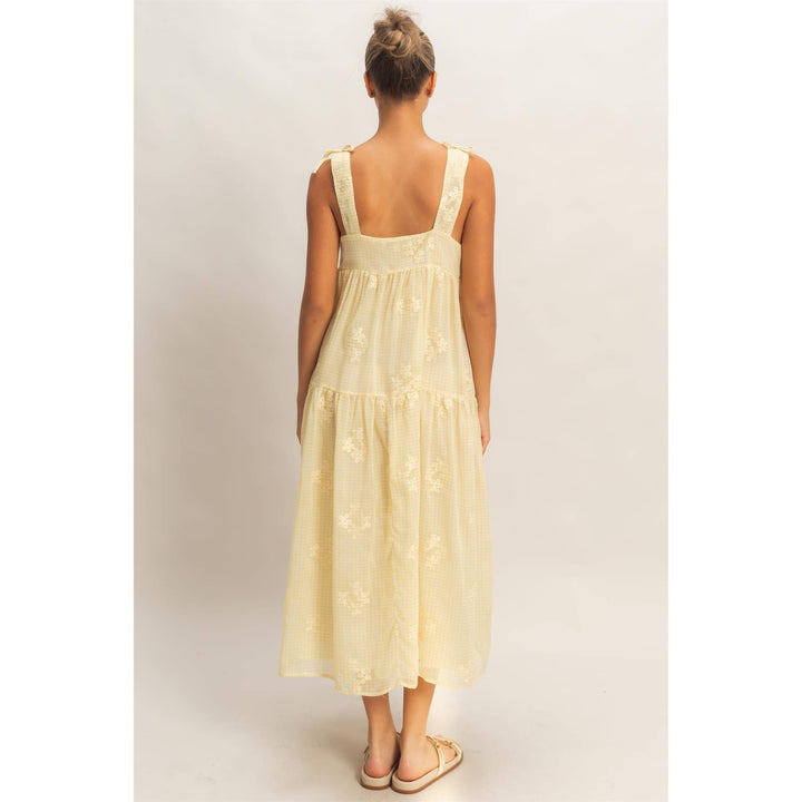 Dresses - Tiered Gingham Dress With Embroidery - - Cultured Cloths Apparel