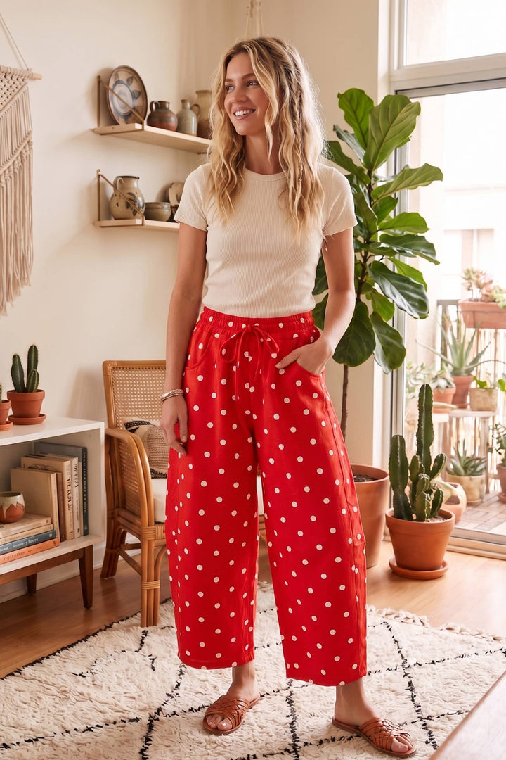 Polka Dot Heavy Scuba Barrel Lounge Pants