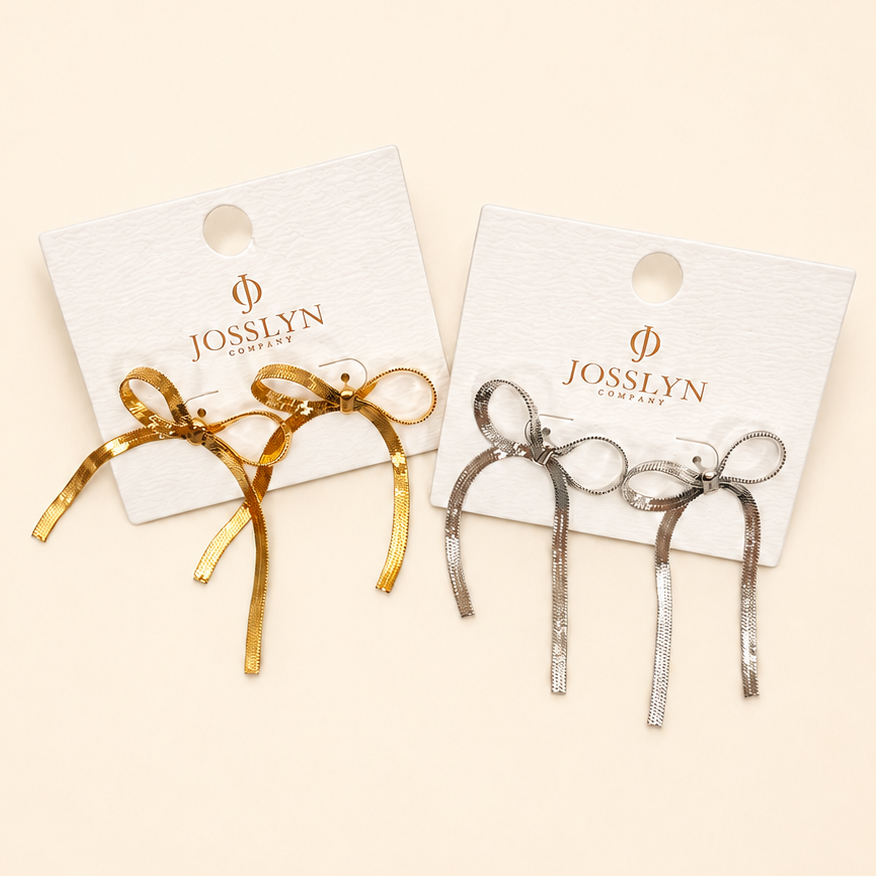 Accessories, Earrings - FESTIVAL BOW SNAKE CHAIN EARRINGS | 40E293 - - Cultured Cloths Apparel