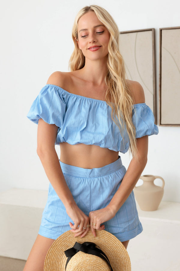 Women's Short Sleeve - LE LIS COLLECTION Off Shoulder Crop Top and High Waist Shorts Set -  - Cultured Cloths Apparel