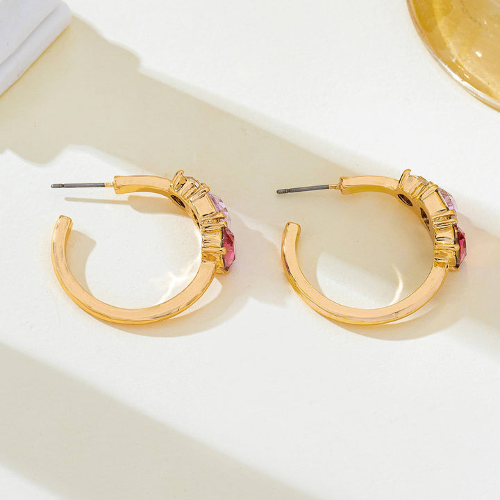 Accessories, Earrings - Rosy Gradient Crystal Hoop Earrings | 80E62449 - - Cultured Cloths Apparel