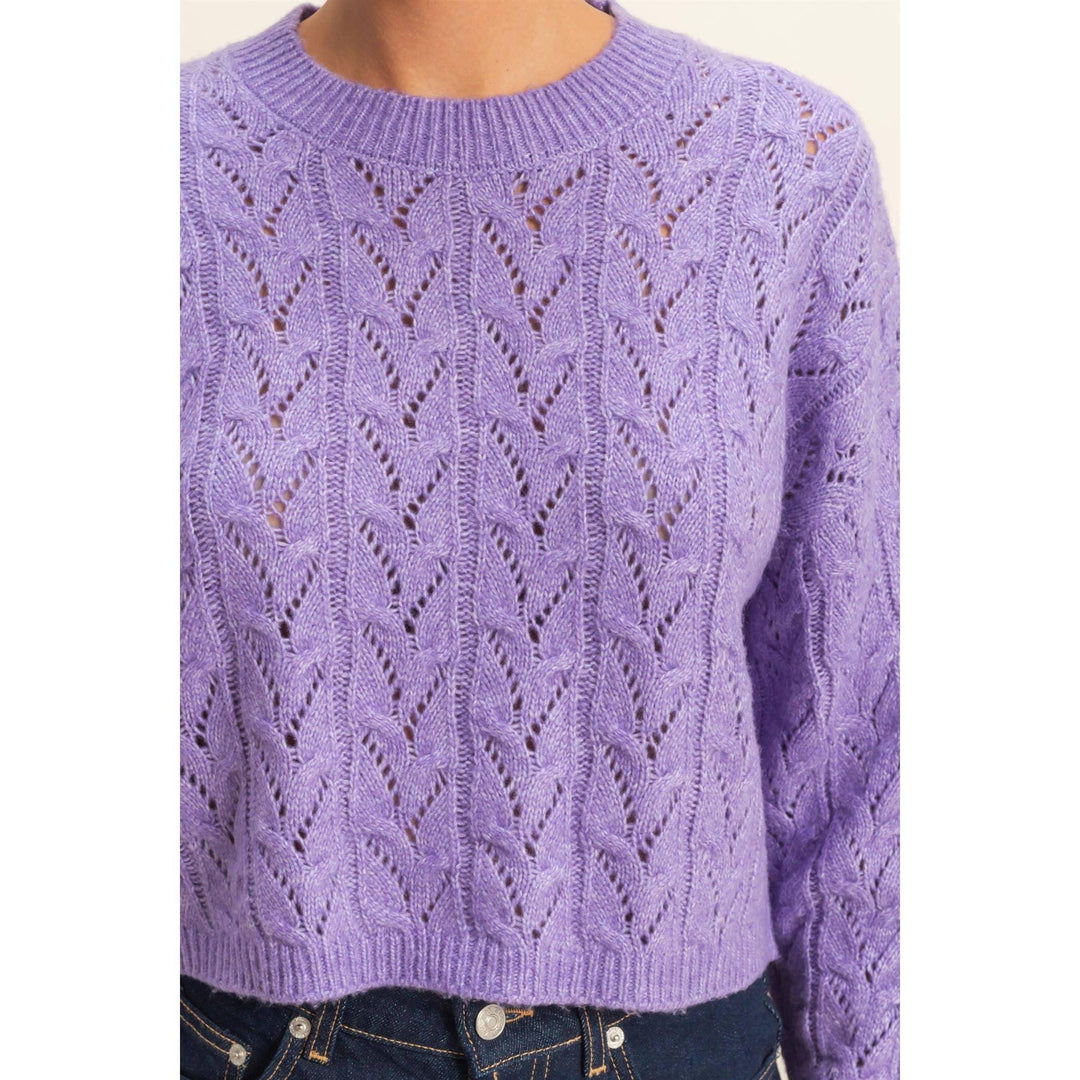 Women's Sweaters - Cropped Cable Knit Sweater - - Cultured Cloths Apparel