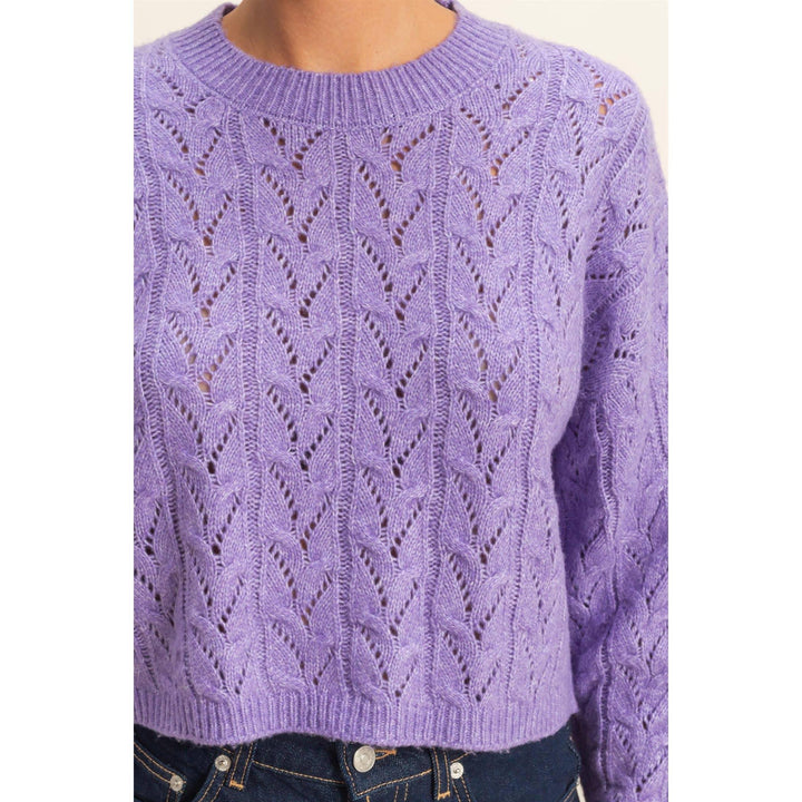 Women's Sweaters - Cropped Cable Knit Sweater - - Cultured Cloths Apparel