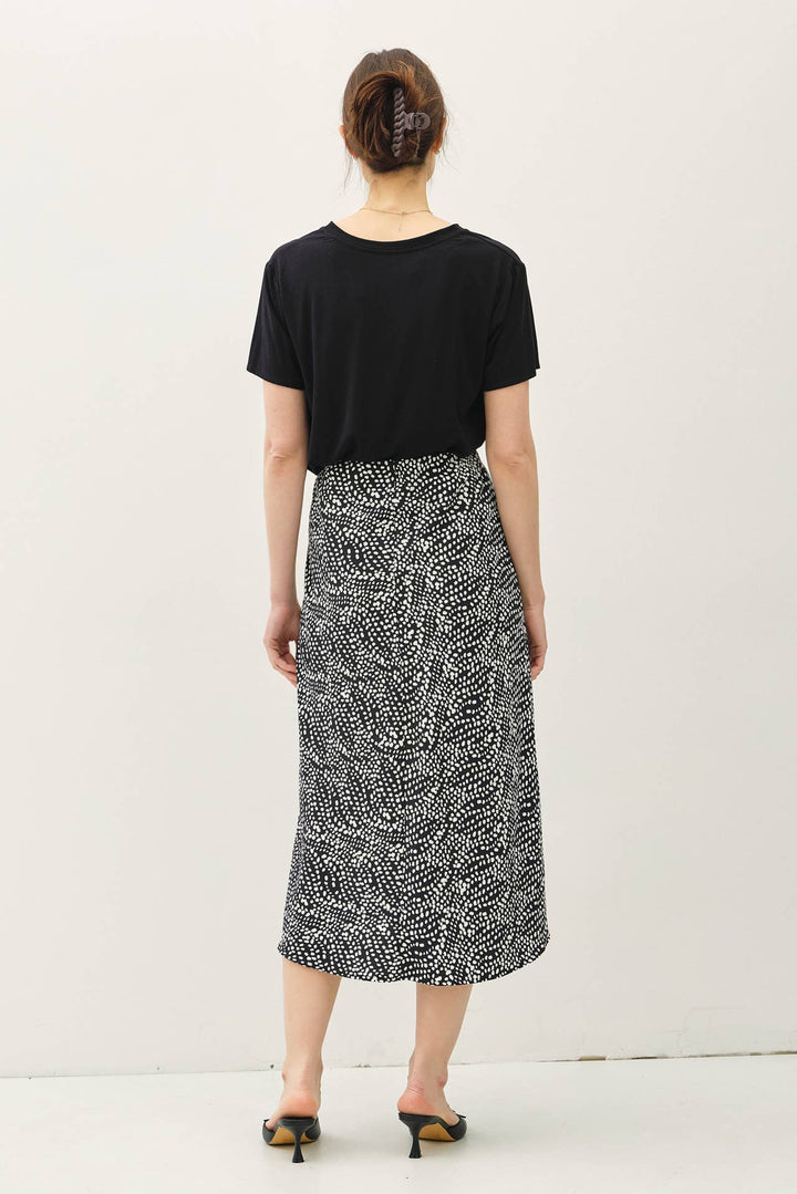 PRINT MIDI SKIRT WITH ELASTIC WAISTBAND
