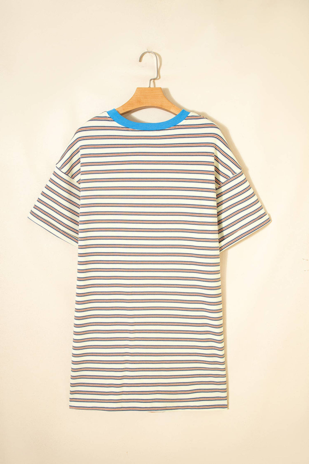 Dresses - Stripe Cuffed Short Sleeve Mini T-Shirt Dress - - Cultured Cloths Apparel