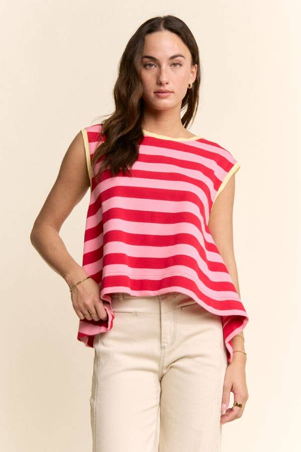 STRIPED SLEEVELESS RELAXED FIT TOP
