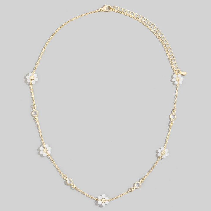 Accessories, Necklaces - Beaded Flower Station Charms Beaded Necklace - - Cultured Cloths Apparel