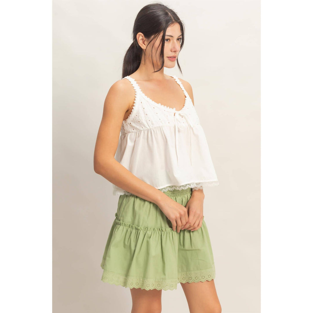 Scalloped Lace Trim Tank Top