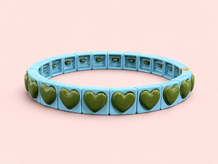 Enamel Stretch Bracelet - Earth Tone Colors