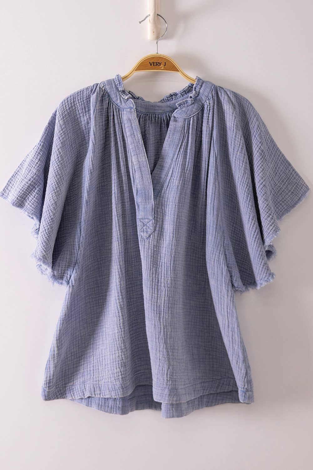 Mineral Washed Gauze Blouse Top