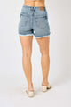 Women's Shorts - Judy Blue Full Size Button Fly Raw Hem Denim Shorts -  - Cultured Cloths Apparel