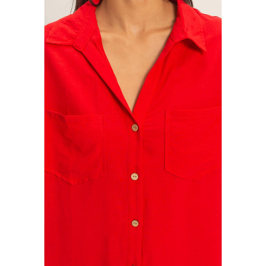 Button-Up Collared Short Sleeve Shirt