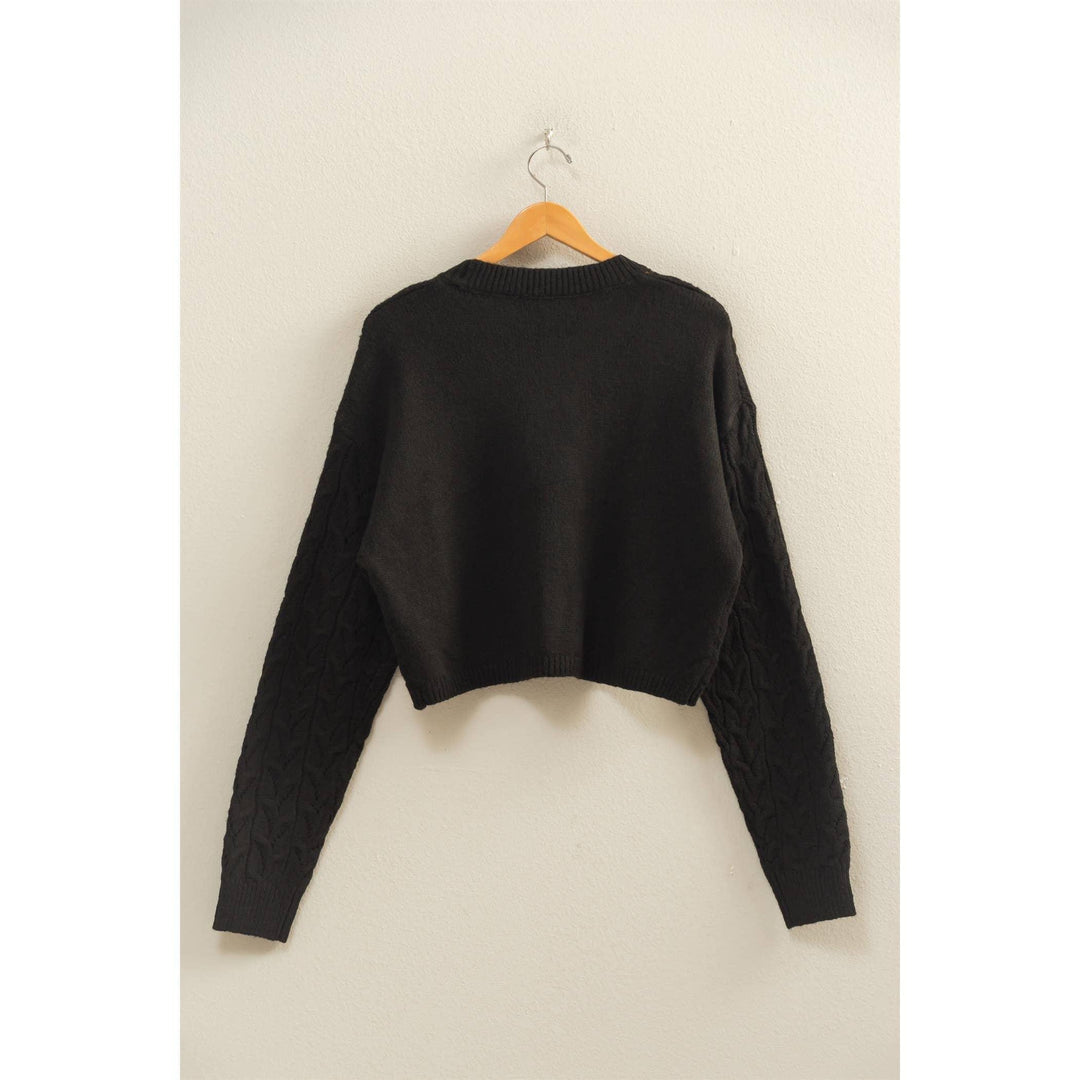Women's Sweaters - Cropped Cable Knit Sweater - - Cultured Cloths Apparel