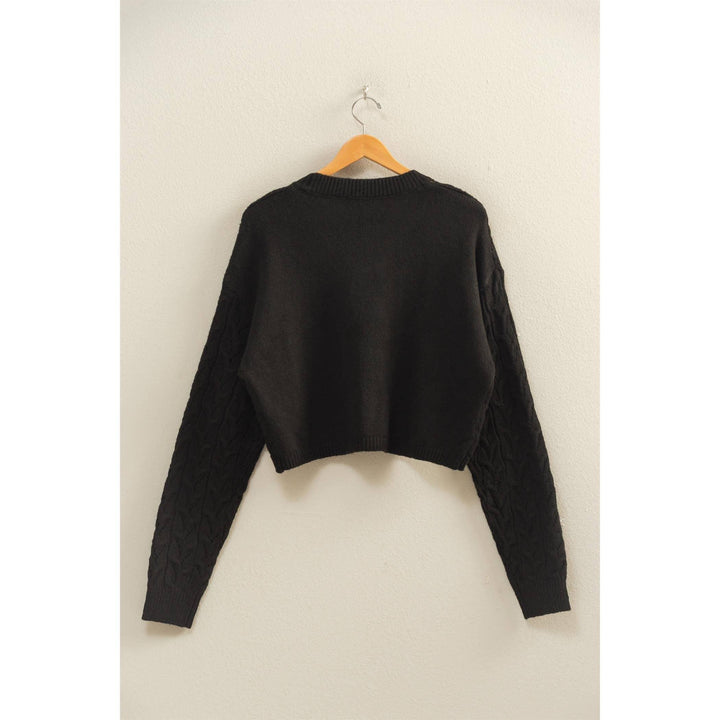 Women's Sweaters - Cropped Cable Knit Sweater - - Cultured Cloths Apparel