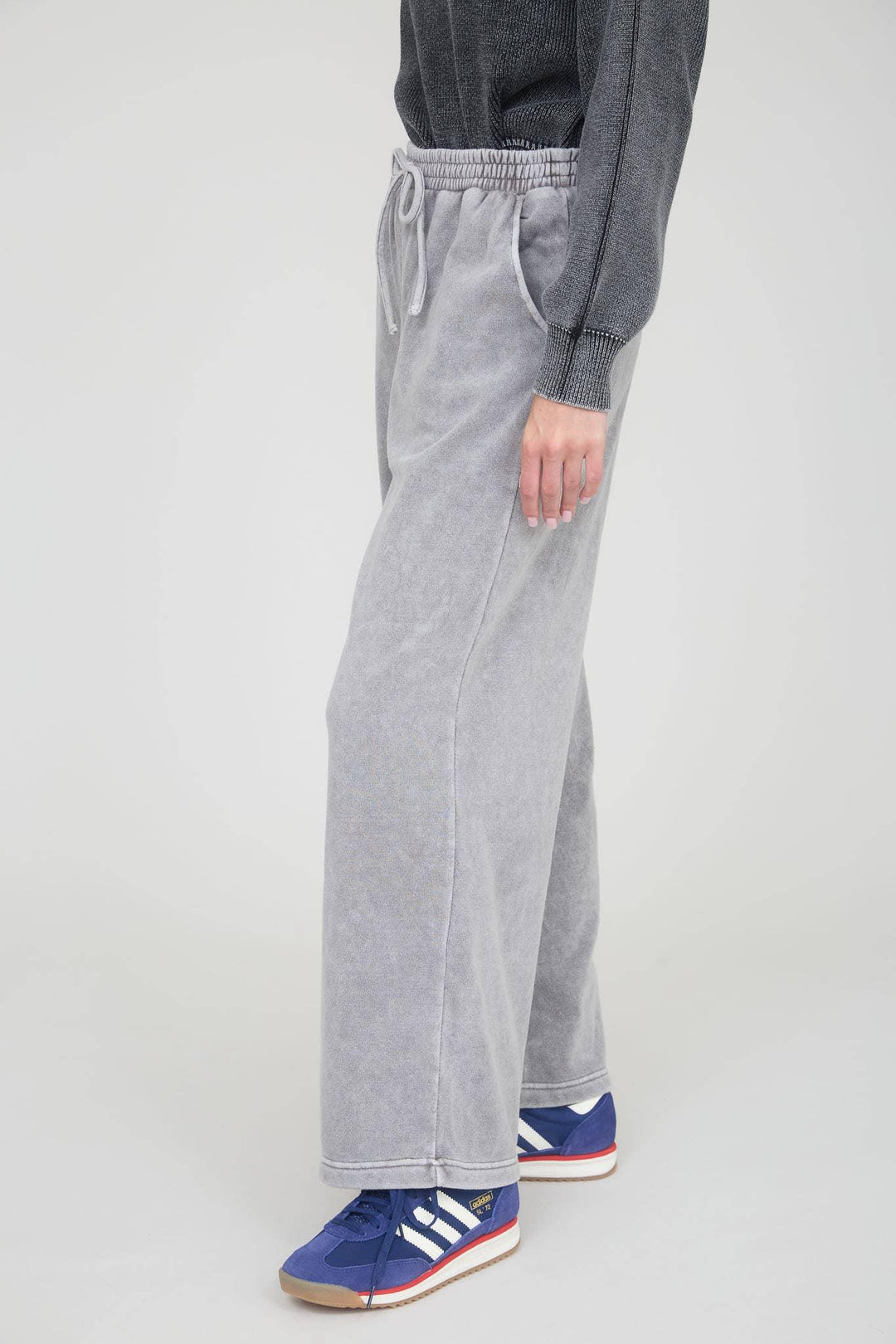 WASHED WIDE LEG DRAWSTRING LOUNGE PANTS