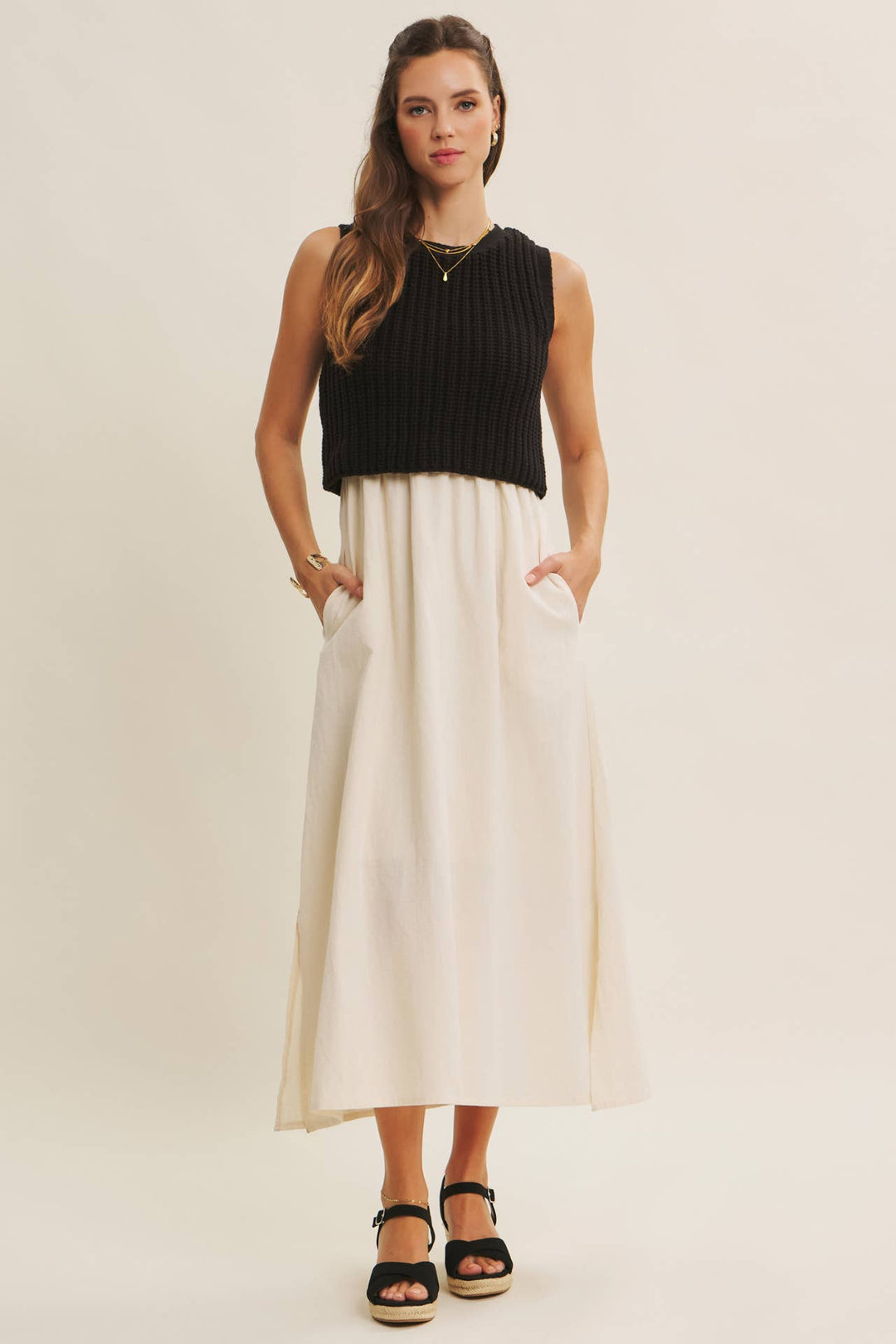 Women's Dresses - TRUE CUSTOMER FAVORITE CHUNKY SWEATER TWOFER MIDI DRESS - - Cultured Cloths Apparel