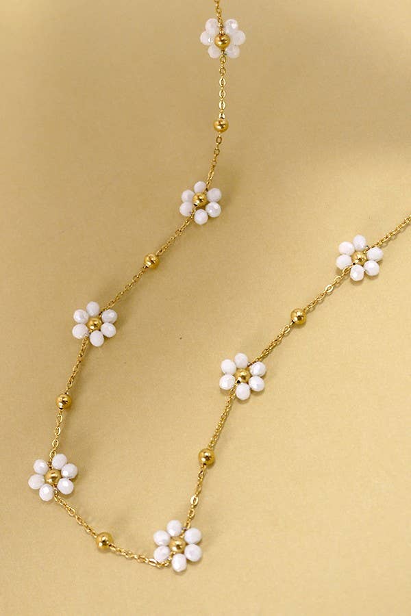 Accessories, Necklaces - SUMMER MULTI BEADED FLOWER CHARM NECKLACE | 40NK308 - - Cultured Cloths Apparel