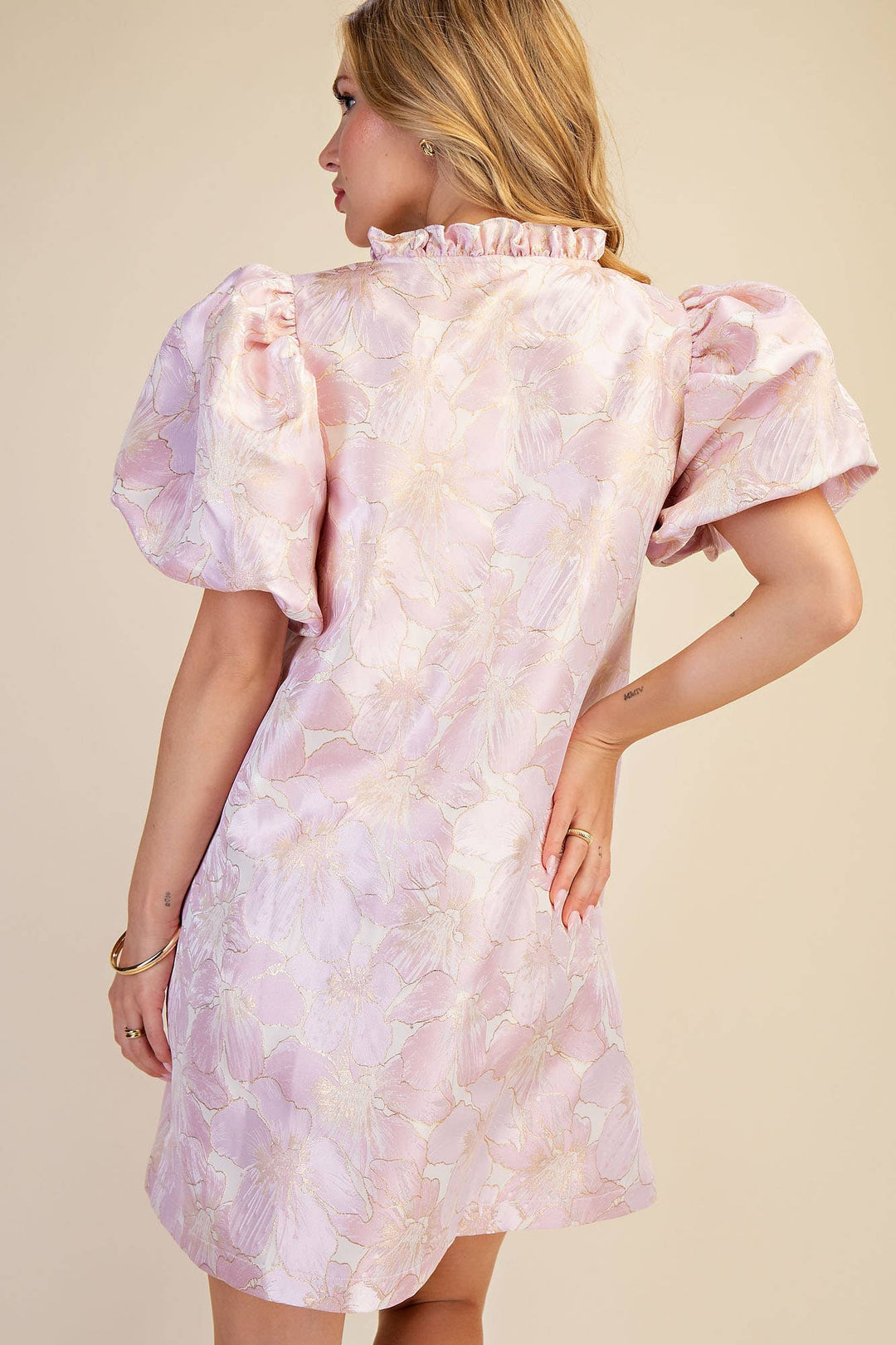 Dresses - Ruffle V-Neck Puff Sleeve Mini Dress - Spring / Summer - - Cultured Cloths Apparel