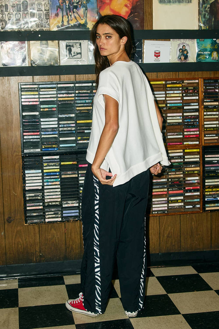 IP5540-ZEBRA | Zebra Side-Striped Wide-Leg Windbreaker Pants